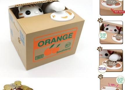 Παιδικός Κουμπαράς Πλαστικός Cat Orange Πορτοκαλί 12x10x9cm