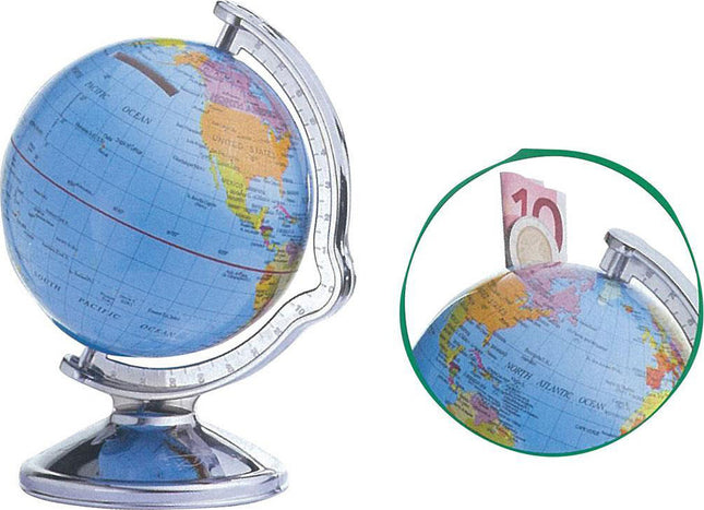 Next Υδρόγειος Σφαίρα Κουμπαράς Μεταλλικός Μπλε 10x10x16cm