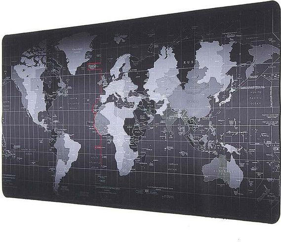 World Map Gaming Mouse Pad XXL Μαύρο