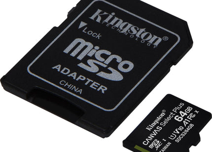 Kingston Canvas Select Plus microSDXC 64GB Class 10 U1 V10 A1 UHS-I με αντάπτορα
