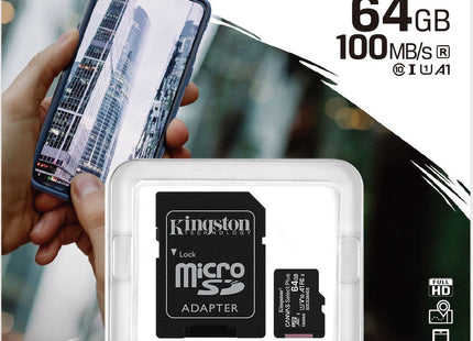 Kingston Canvas Select Plus microSDXC 64GB Class 10 U1 V10 A1 UHS-I με αντάπτορα