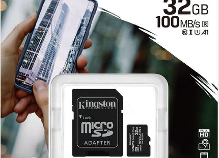 Kingston Canvas Select Plus microSDHC 32GB Class 10 U1 V10 A1 UHS-I με αντάπτορα