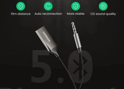 Ugreen Bluetooth Αυτοκινήτου 5.0 για το Ταμπλό (AUX / Audio Receiver / με USB θύρα Φόρτισης) 70601
