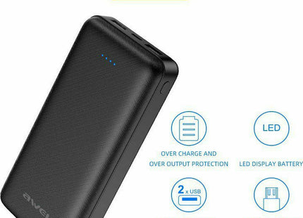 Awei P6K power bank input micro-USB type-C outputs