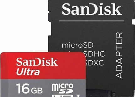 Sandisk Ultra microSDHC 16GB Class 10 U1 A1 UHS-I με αντάπτορα