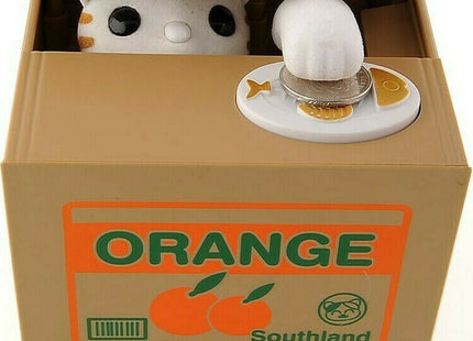 Παιδικός Κουμπαράς Πλαστικός Cat Orange Πορτοκαλί 12x10x9cm