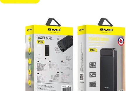 Awei P6K portable charger battery capacity LED indicators