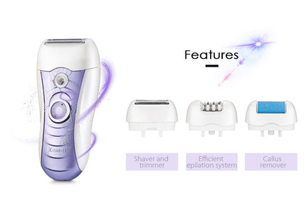 Kemei 3 in 1 Σετ Αποτρίχωσης Epilator για Σώμα & Μπικίνι KM-3012 Μωβ