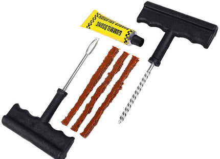 Complete tire repair kit tools and rubber plugs for cars and bikes