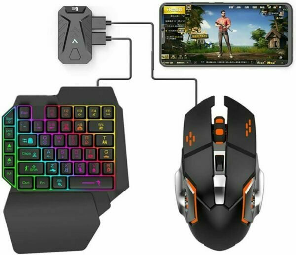 4 in 1 Mobile Game Combo Pack Ασύρματο Gaming KeyPad με διακόπτες και Φωτιζόμενα πλήκτρα & Ποντίκι (Αγγλικό US)