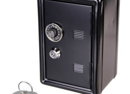 Κουμπαράς Μεταλλικός Χρηματοκιβώτιο Μαύρος 12x10x18cm
