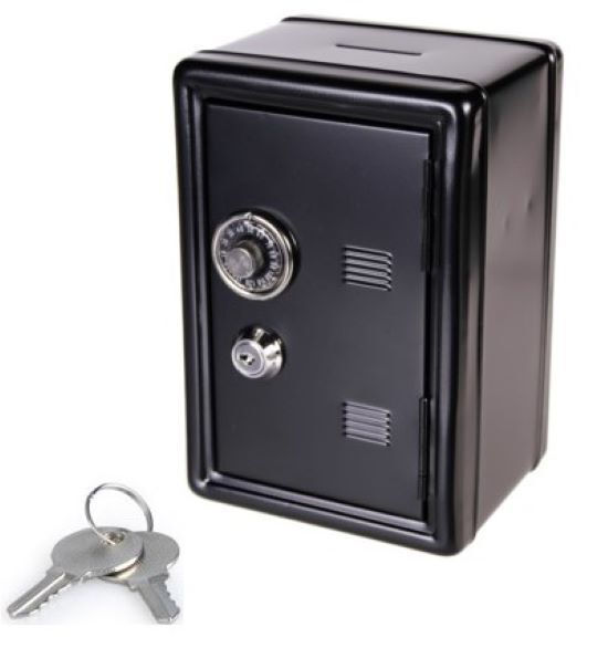 Κουμπαράς Μεταλλικός Χρηματοκιβώτιο Μαύρος 12x10x18cm