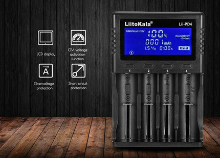 LiitoKala LII-PD4 Φορτιστής 4 Μπαταριών Li-ion/Ni-Cd/Ni-MH Μεγέθους AA/AAA/18650/26650