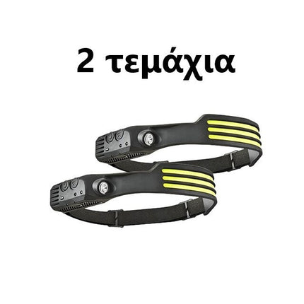Επαναφορτιζόμενος Φακός Κεφαλής LED IPX4 με Μέγιστη Φωτεινότητα 3000lm 2τμχ