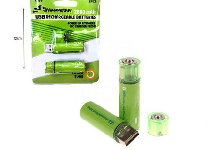 Επαναφορτιζόμενη μπαταρία USB Λιθίου Νi-AA 1.5V – 2000mAh – 2 τεμάχια – USB Rechargeable Battery