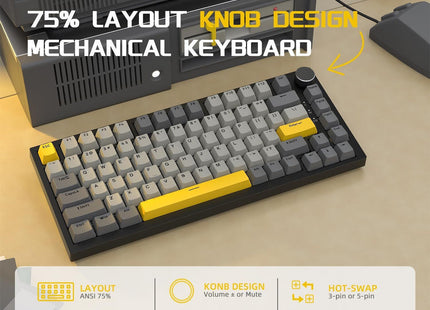 Ajazz AK820 Gaming Μηχανικό Πληκτρολόγιο 75% με RGB φωτισμό (Αγγλικό US)