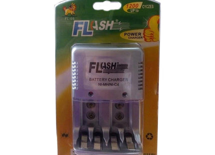 Flash Power FL-05 Φορτιστής 2 Μπαταριών Ni-Cd/Ni-MH Μεγέθους AA/AAA/9V σε Ασημί χρώμα