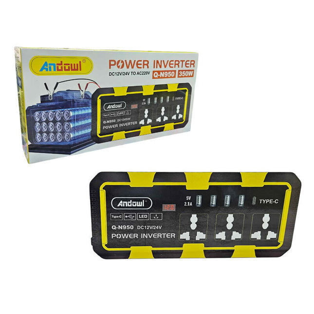 Andowl Q-N950 power inverter 350W με συσκευασία και μπροστινές θύρες