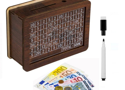 Mini Κουμπαράς Ξύλινος έως 500 Ευρώ 18x7x13cm