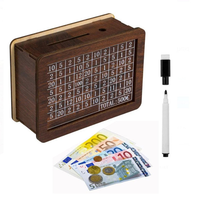Mini Κουμπαράς Ξύλινος έως 500 Ευρώ 18x7x13cm