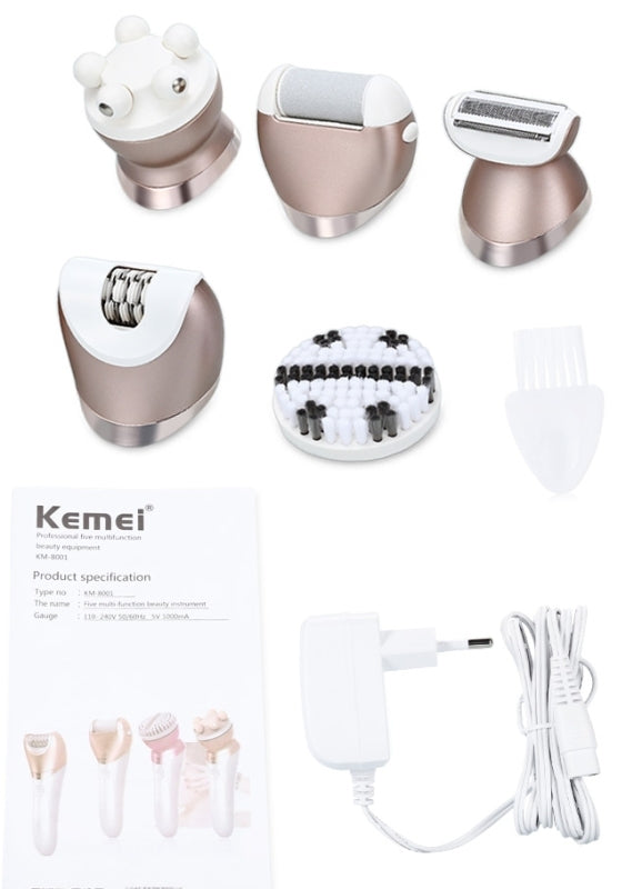 Kemei 5 In 1 Lady Hair Remover Shaver Σετ Αποτρίχωσης Epilator για Σώμα KM-8001