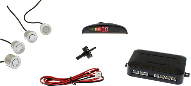 Σύστημα Παρκαρίσματος Αυτοκινήτου με Οθόνη και 4 Αισθητήρες 22mm σε Ασημί Χρώμα