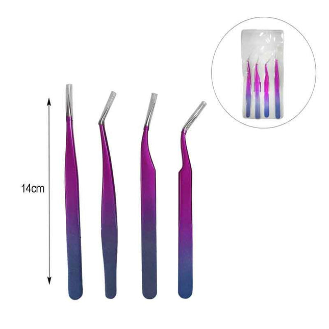 Σετ Τσιμπιδάκια Βλεφαρίδες 4τμχ Eyelash Tweezers Set