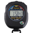 Μαύρο ψηφιακό χρονόμετρο AnyTime XL-009B με LCD οθόνη και μικρή αναλογική πυξίδα.