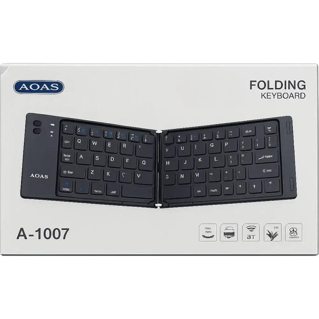 Συσκευασία AOAS A-1007 Folding Keyboard με μαύρο αναδιπλούμενο πληκτρολόγιο