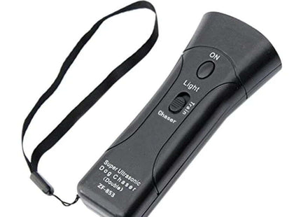 Μαύρη συσκευή Chanfong ZF-853 Super Ultrasonic Dog Chaser με ιμάντα καρπού