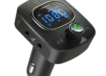 Μαύρο COWSOUND K300 Bluetooth FM transmitter με ψηφιακή οθόνη και περιστροφικό χειριστήριο