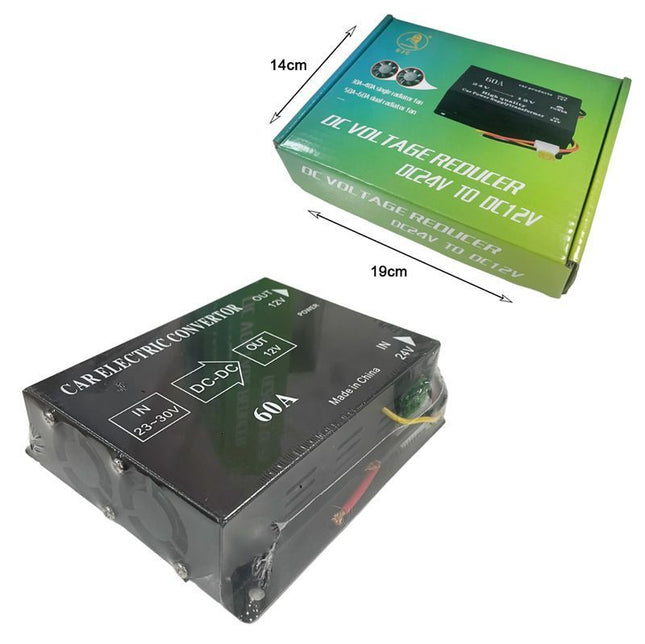 EJC car electric convertor 60A DC 24V σε DC 12V με διαστάσεις συσκευασίας