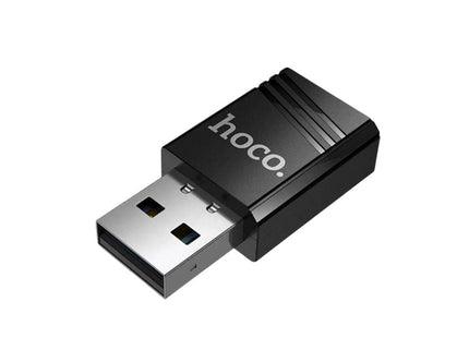 Μαύρος μίνι αντάπτορας WiFi USB Hoco HI38 με λογότυπο hoco.