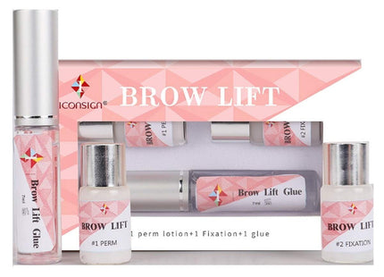 ICONSIGN Brow Lift σετ φρυδιών με κόλλα λοσιόν Perm και Fixation μπροστά από ροζ κουτί