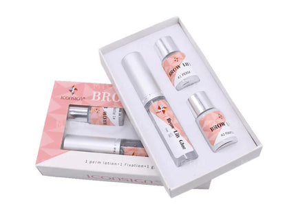 Ανοιχτό ροζ κουτί ICONSIGN Brow Lift με τρία δοχεία περιποίησης φρυδιών