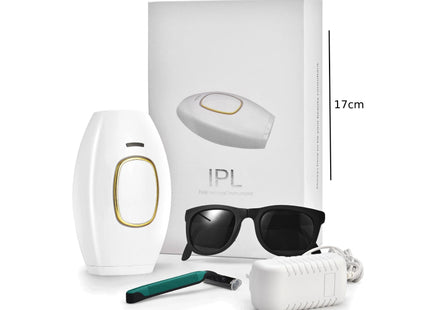 Συσκευή αποτρίχωσης IPL K361-1203000U και συσκευασία με εμφανείς διαστάσεις 13,5 x 17 cm