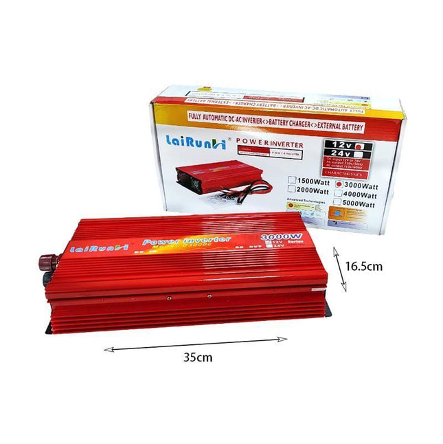 LaiRunH power inverter αυτοκινήτου 3000W 24V με συσκευασία και διαστάσεις