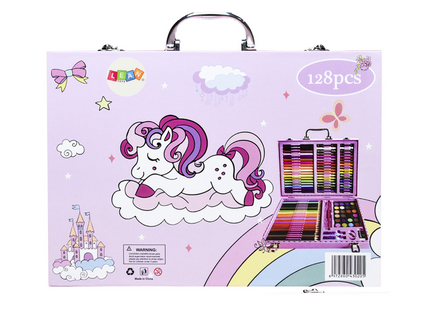 Ροζ βαλιτσάκι ζωγραφικής Lean Toys με μονόκερο 128pcs
