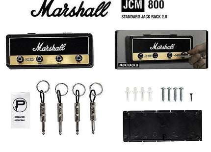 Περιεχόμενα σετ Marshall JCM800 με τέσσερα μπρελόκ jack και εξαρτήματα στερέωσης