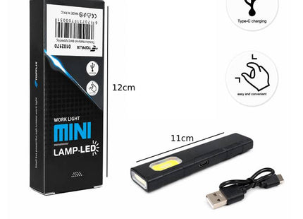 Mini φακός συνεργείου LED με διαστάσεις συσκευασίας και φόρτιση Type-C