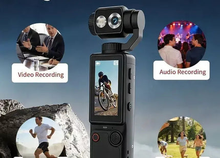 Μαύρη Q8 action camera με ορατές ενδείξεις εγγραφής βίντεο ήχου φωτογραφίας και ανίχνευσης κίνησης