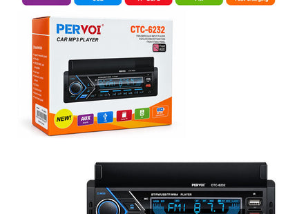 Pervoi CTC-6232 με συσκευασία και ενδείξεις AUX, USB, TF, FM και φόρτισης 2,1 A