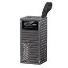 Μαύρο power bank Remax RPP-161 50000mAh με ψηφιακή ένδειξη φόρτισης και λουράκι μεταφοράς.