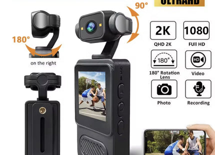 Χαρακτηριστικά RS438193 action camera με ένδειξη 2K 1080p και περιστροφή φακού