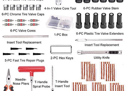 Complete 98 pieces tire repair kit heavy duty tools and accessories