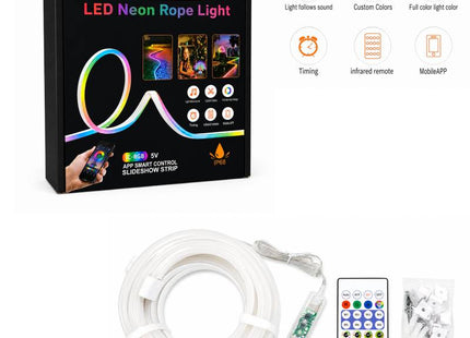 Έξυπνη RGB LED neon ταινία 5 μέτρων με USB, τηλεχειριστήριο και εξαρτήματα