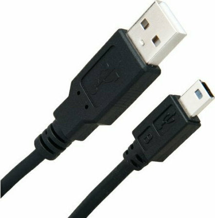 Μαύρο καλώδιο USB 2.0 με βύσματα USB-A και Mini USB-B