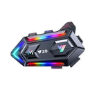 Μαύρη εξωτερική μονάδα Bluetooth κράνους V20 με πολύχρωμο φωτισμό